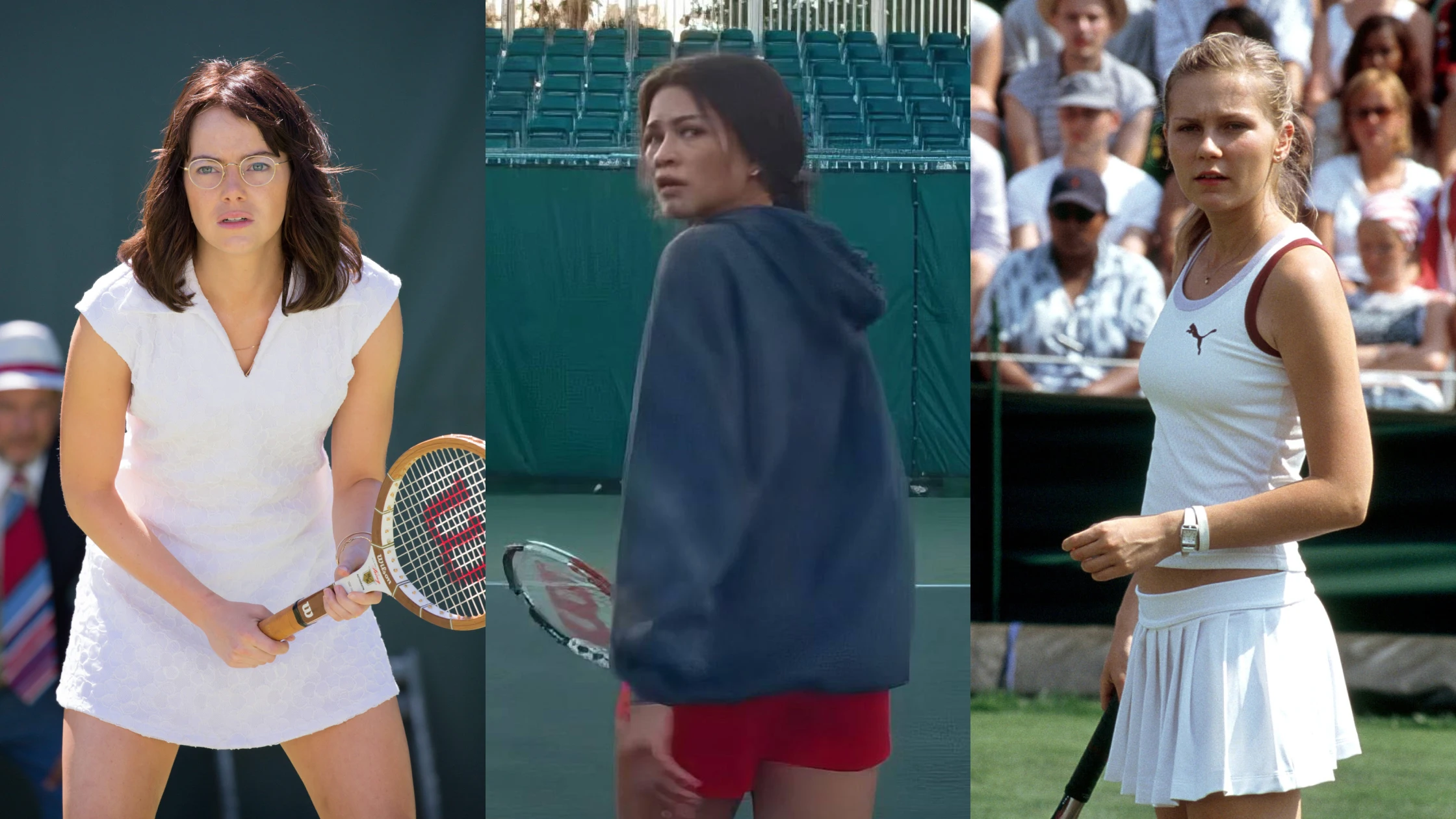 Emma Stone, Zendaya y Kirsten Dunst interpretando a tenistas en sus películas Emma Stone, Zendaya y Kirsten Dunst interpretando a tenistas en sus películas