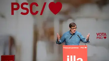Salvador Illa (PSC) en el acto de campaña de las elecciones de Cataluña