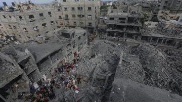 Vista aérea de un ataque israelí a Franja de Gaza