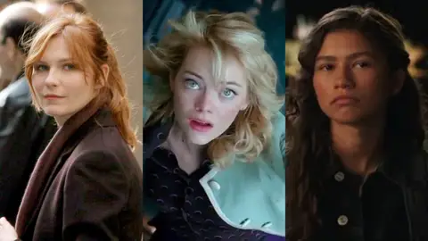 Kirsten Dunst, Emma Stone y Zendaya en sus películas de SpiderMan Kirsten Dunst, Emma Stone y Zendaya en sus películas de SpiderMan