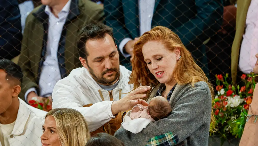 María Castro y José Manuel con su hija en el Mutua Madrid Open