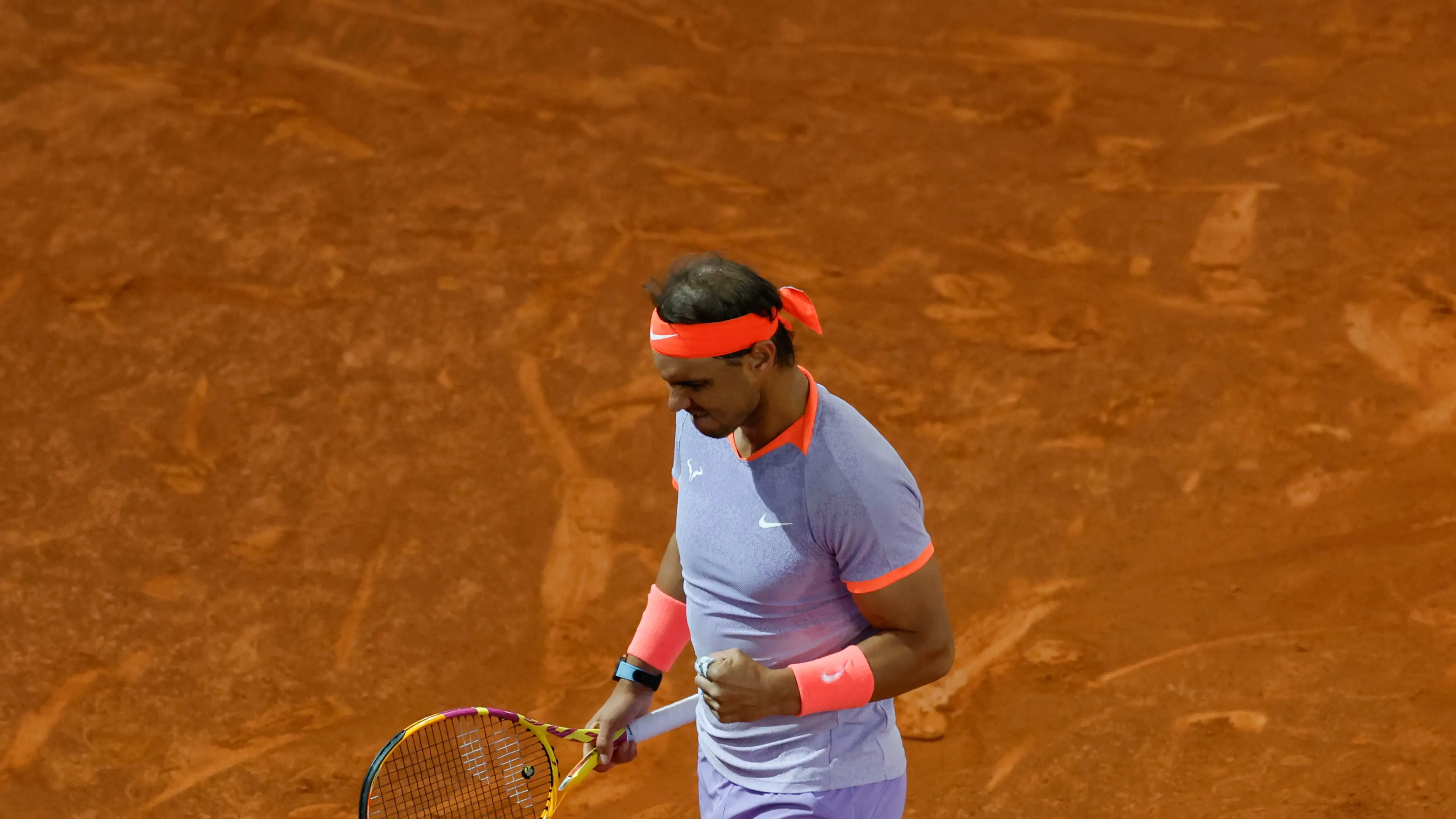 Rafa Nadal celebra un punto durante el Mutua Madrid Open 