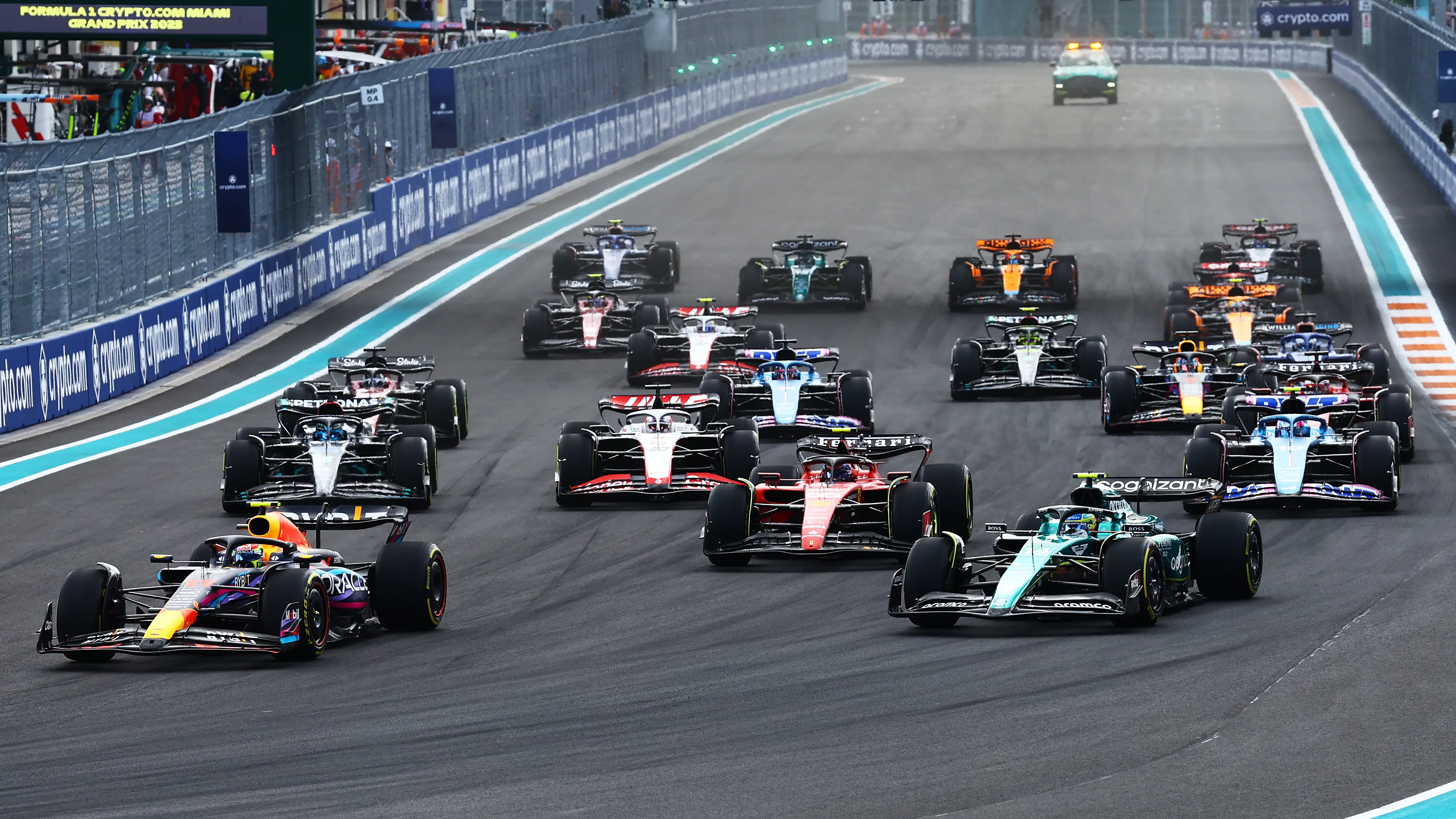 Imagen de la salida del GP de Miami de F1 en 2023 Imagen de la salida del GP de Miami de F1 en 2023