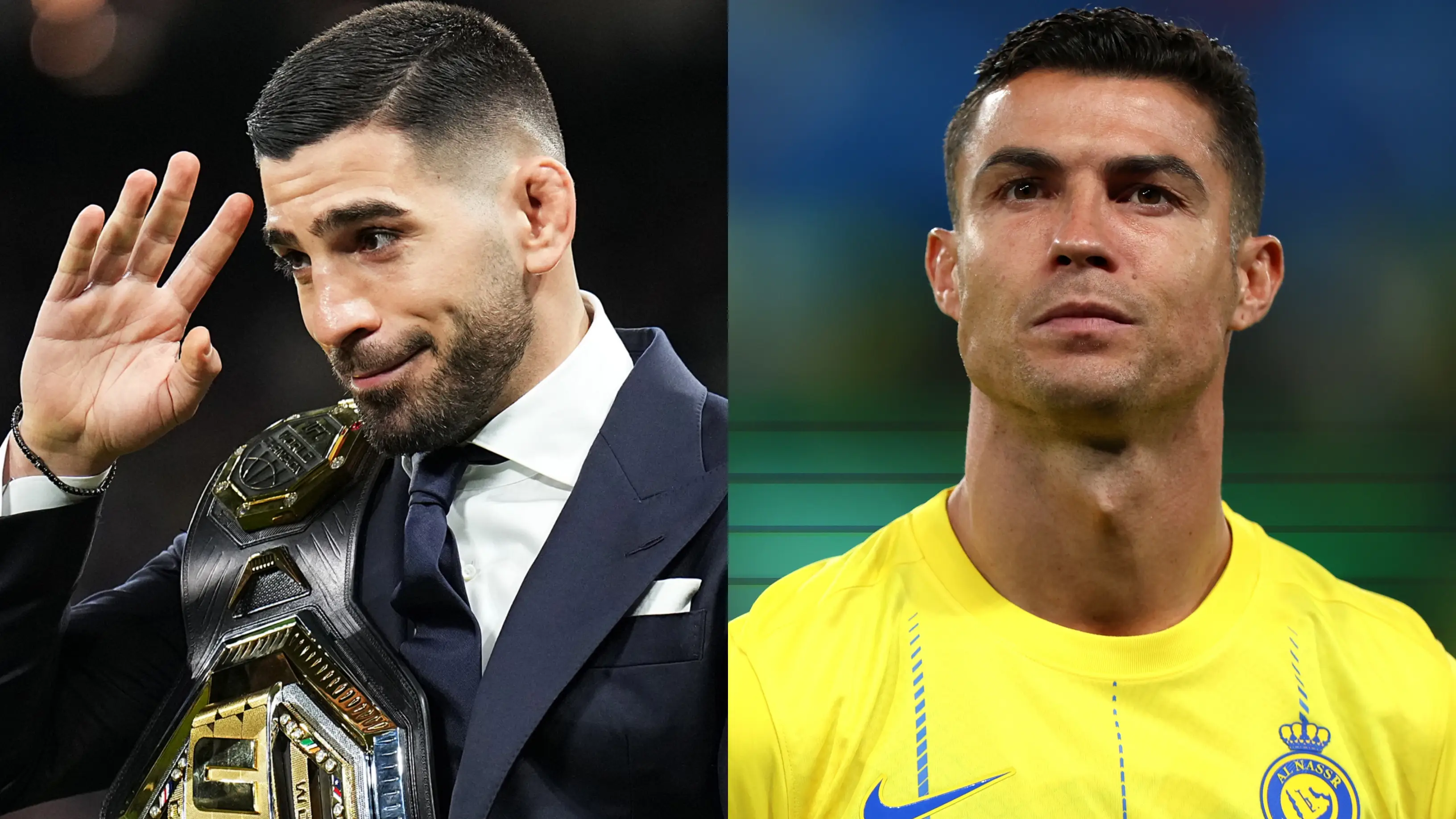 Ilia Topuria y Cristiano Ronaldo en imágenes de archivo Ilia Topuria y Cristiano Ronaldo en imágenes de archivo