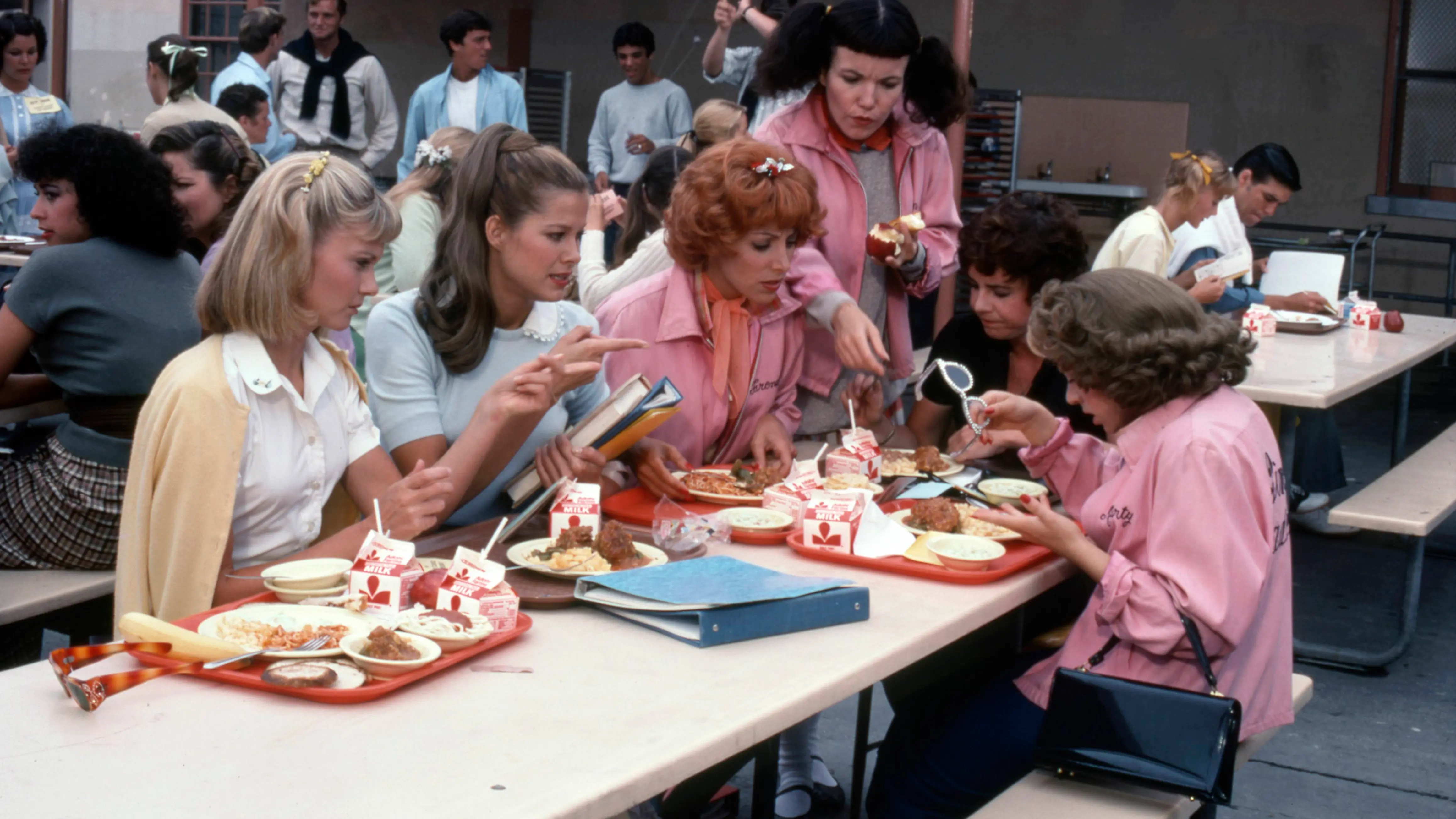 Actrices de Grease: Olivia Newton-John, Susan Buckner, Didi Conn, Jamie Donnelly, Stockard Channing, Dinah Manoff