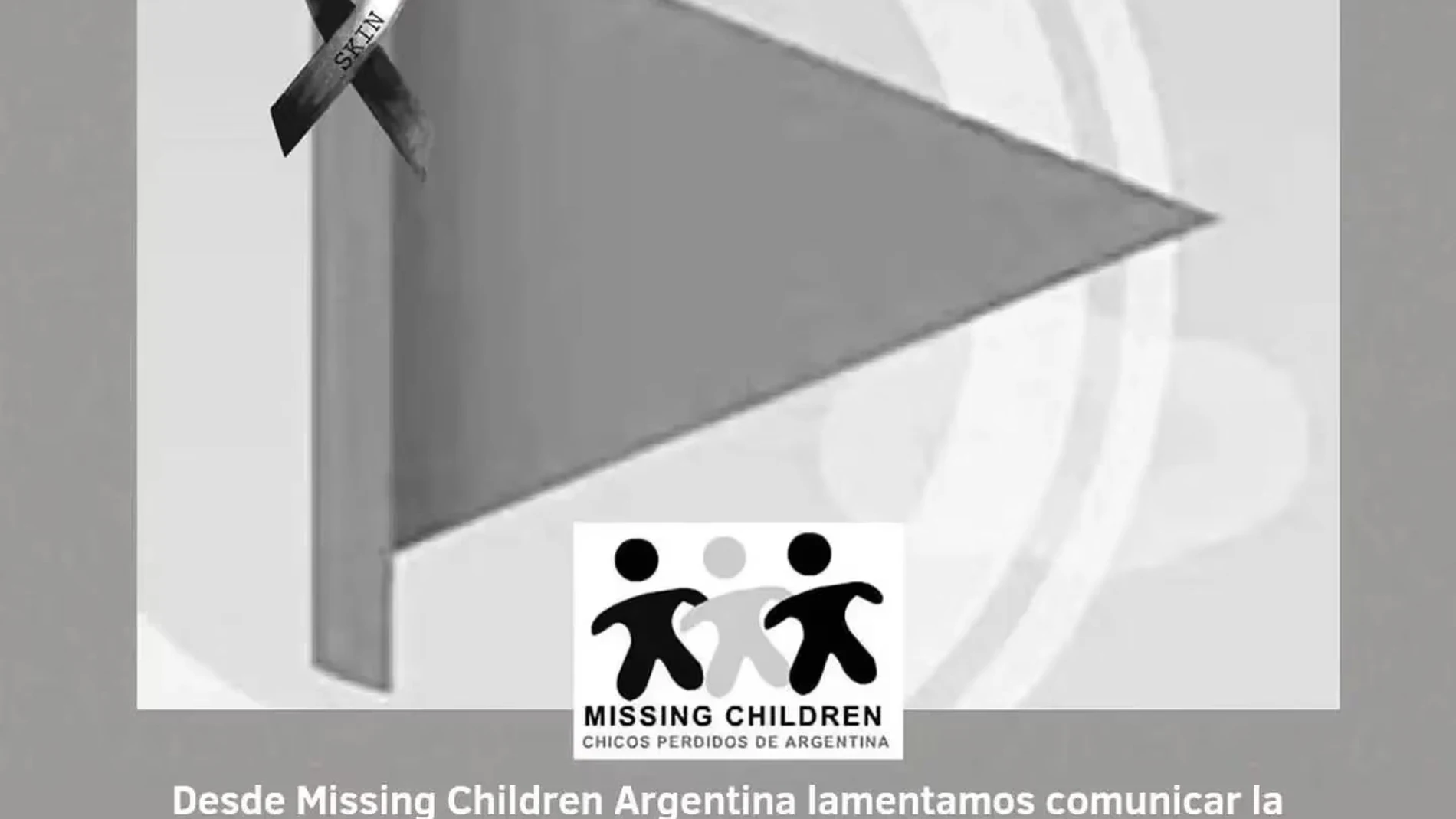 Imagen de Missing Children Argentina tras el hallazgo del cuerpo de la menor Imagen de Missing Children Argentina tras el hallazgo del cuerpo de la menor