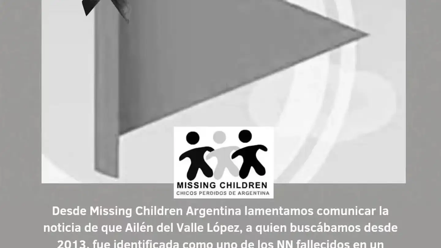 Imagen de Missing Children Argentina tras el hallazgo del cuerpo de la menor