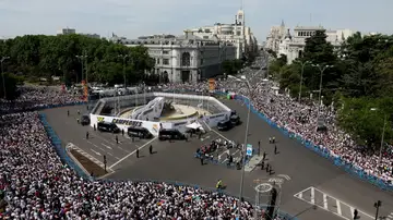 Panorámica de la Plaza de Cibeles hoy para celebrar la Liga 36 del Real Madrid
