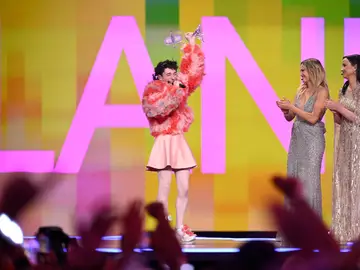 Nemo con el Micrófono de Cristal tras ganar Eurovisión 2024 Nemo con el Micrófono de Cristal tras ganar Eurovisión 2024