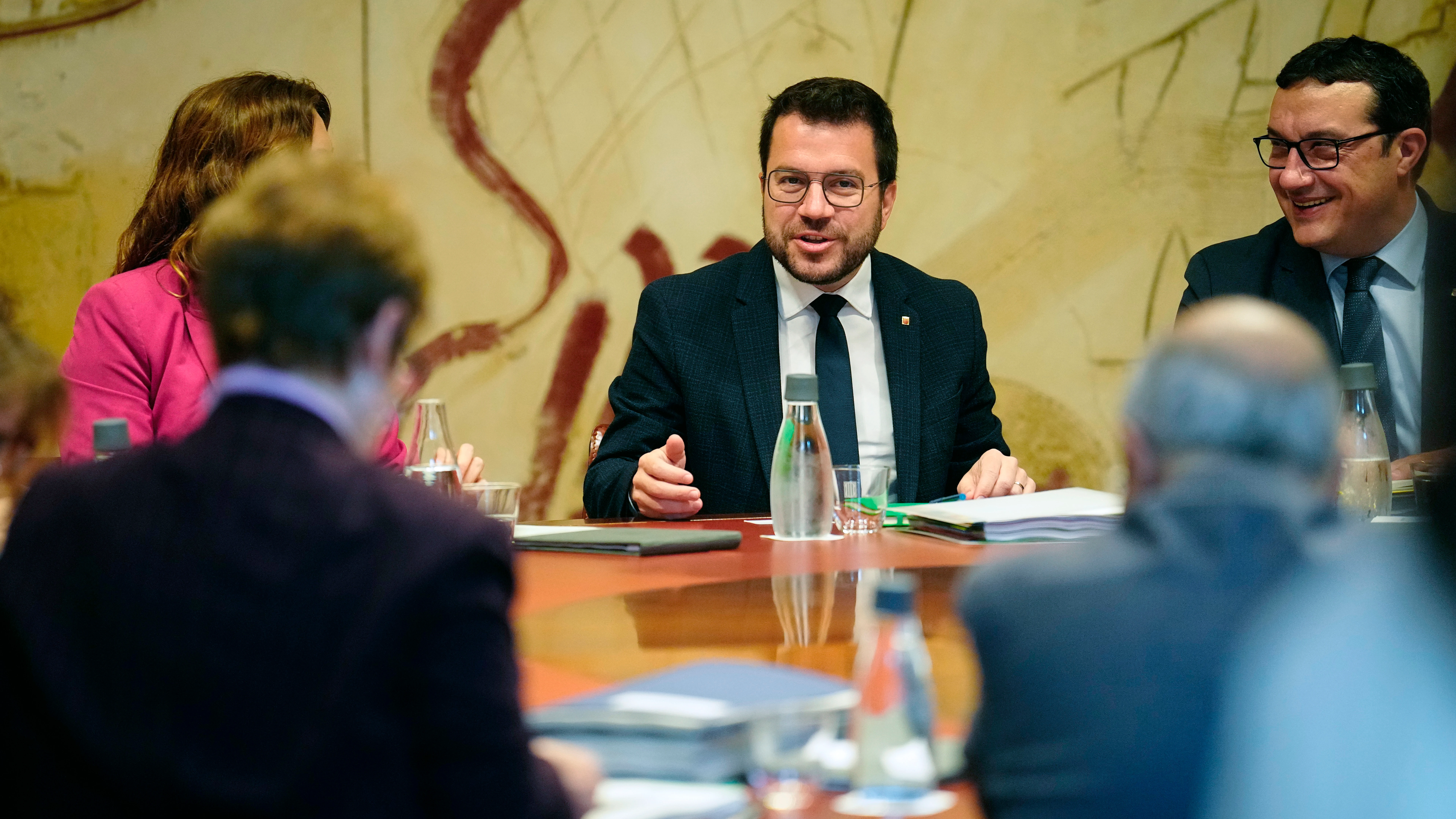 Aragonès durante la reunión del gobierno catalán Aragonès durante la reunión del gobierno catalán