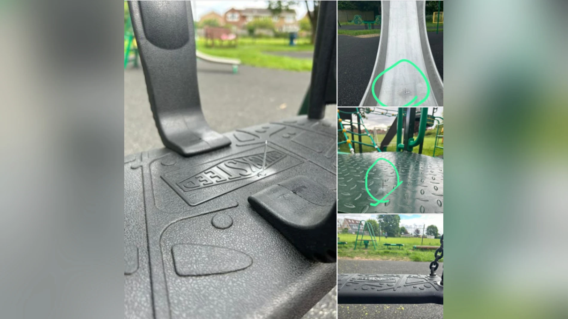 Clavos en los columpios de un parque infantil Clavos en los columpios de un parque infantil