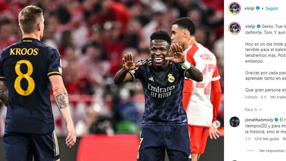Mensaje de despedida de Vinícius Mensaje de despedida de Vinícius