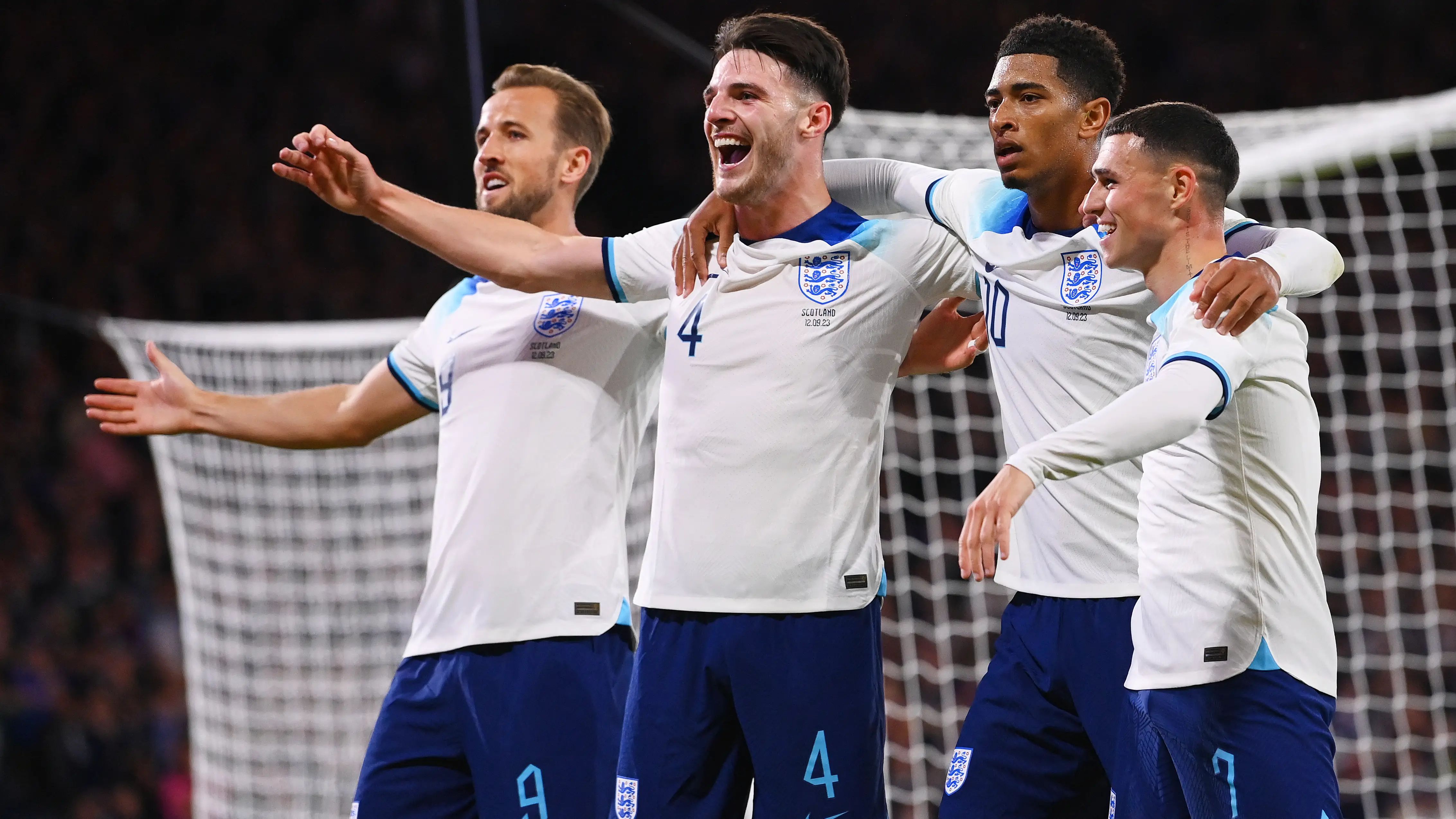 De izquierda a derecha: Kane, Rice, Bellingham y Foden