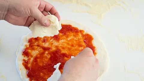 Mozzarella en la pizza Mozzarella en la pizza