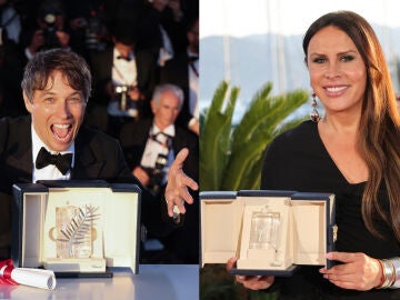 Sean Baker y Karla Sofía Gascón, con sus premios en Cannes
