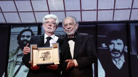 George Lucas, Palma de Oro de Honor en Cannes, junto a Francis Ford Coppola George Lucas, Palma de Oro de Honor en Cannes, junto a Francis Ford Coppola