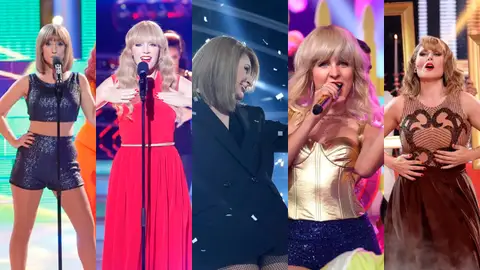 El 'paso' de Taylor Swift por Tu cara me suena antes de llenar el Bernabéu: estas han sido sus imitaciones más destacadas El 'paso' de Taylor Swift por Tu cara me suena antes de llenar el Bernabéu: estas han sido sus imitaciones más destacadas