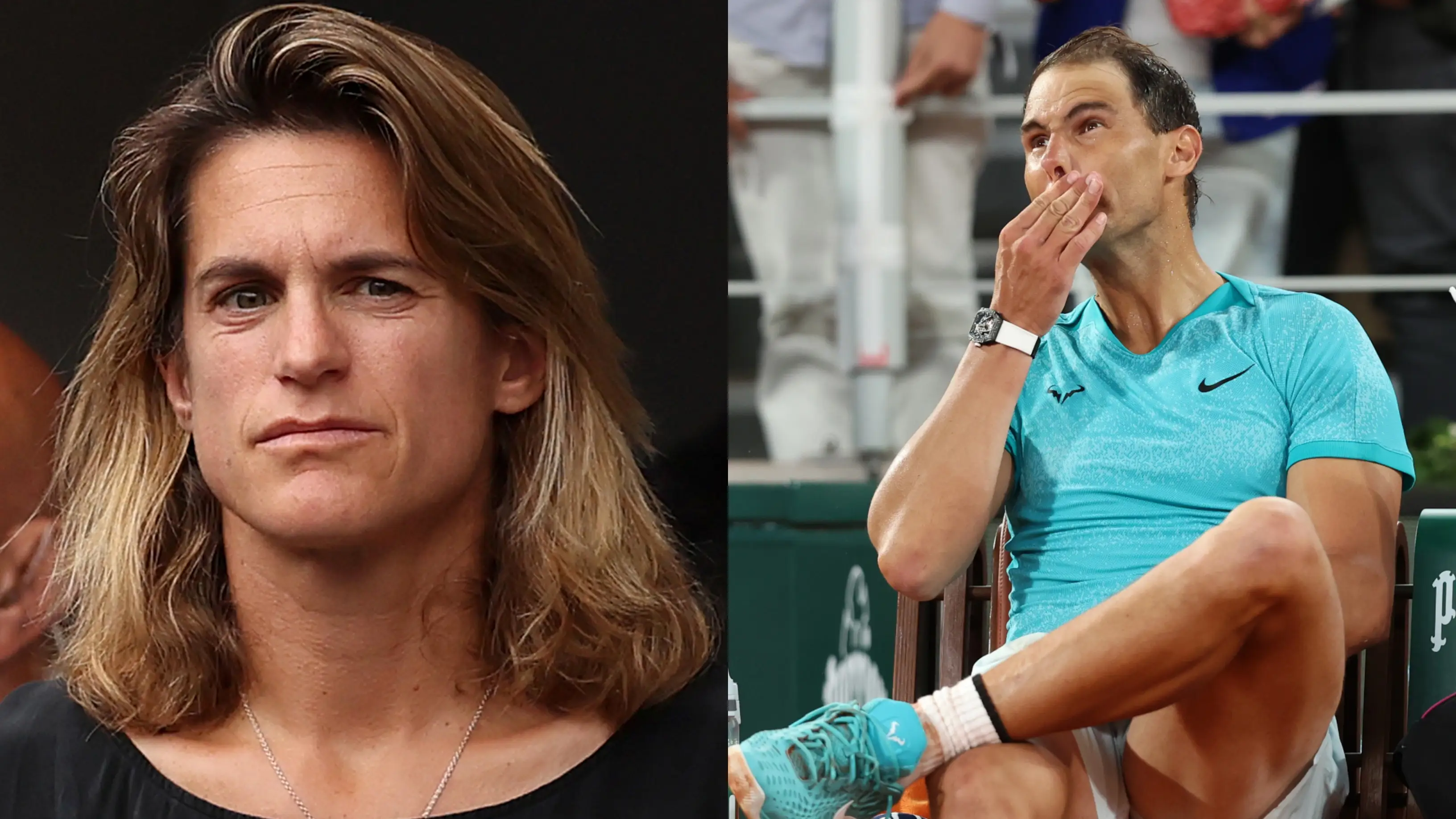 Amelie Mauresmo y Rafa Nadal en imágenes de archivo Amelie Mauresmo y Rafa Nadal en imágenes de archivo