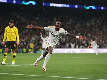 Vinícius celebra su gol al Borussia Dortmund en la final Vinícius celebra su gol al Borussia Dortmund en la final