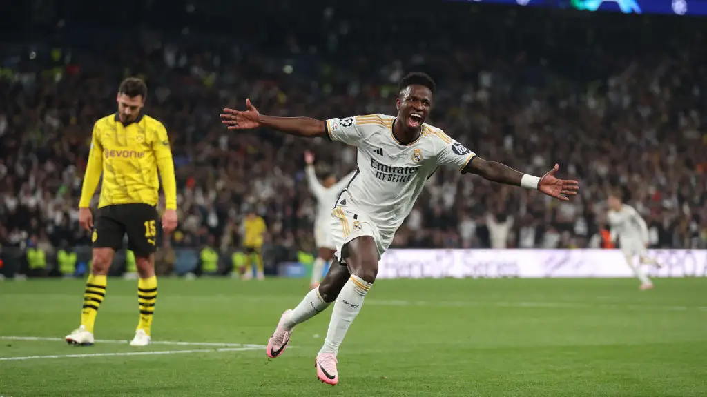 Vinícius celebra su gol al Borussia Dortmund en la final Vinícius celebra su gol al Borussia Dortmund en la final