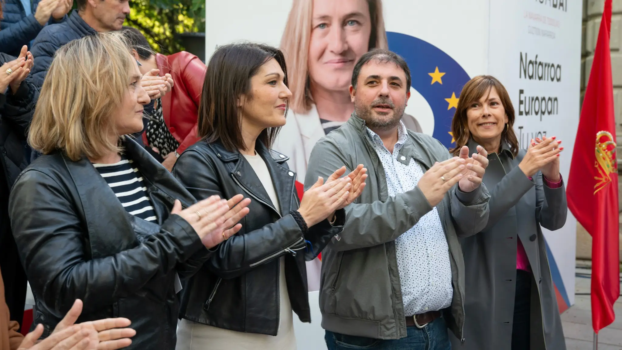La cabeza de lista del PNV y de CEUS, Oihane Agirregoiria, en un acto de Pamplona La cabeza de lista del PNV y de CEUS. Oihane Agirregoiria, con Unai Hualde, Uxue Barkos y Amaia Agirrezabalaga, en un acto de PamplonaEAJ-PNV31/05/2024