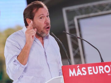 Óscar Puente, en un acto de campaña para las elecciones europeas