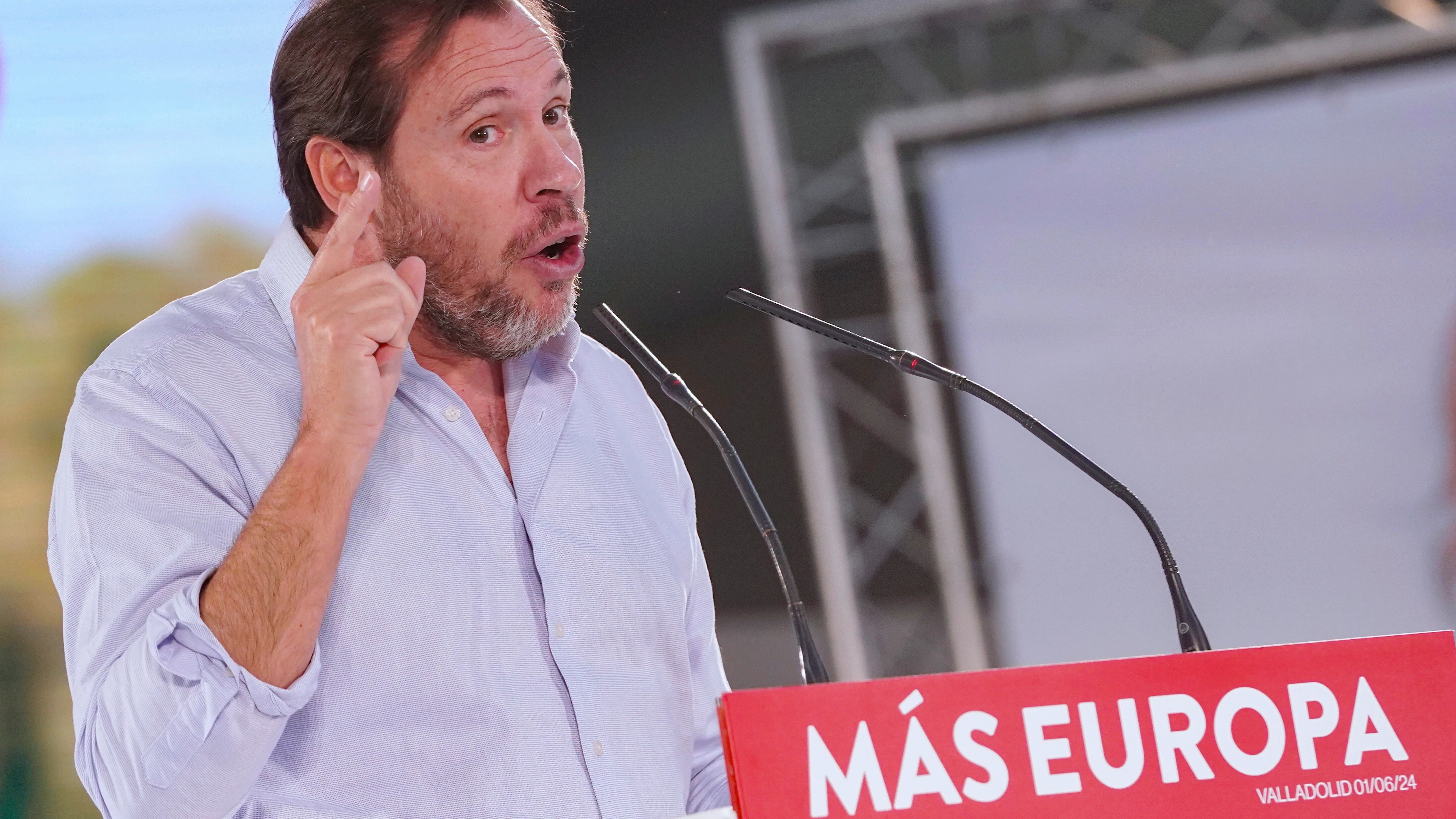 Óscar Puente, en un acto de campaña para las elecciones europeas Óscar Puente, en un acto de campaña para las elecciones europeas