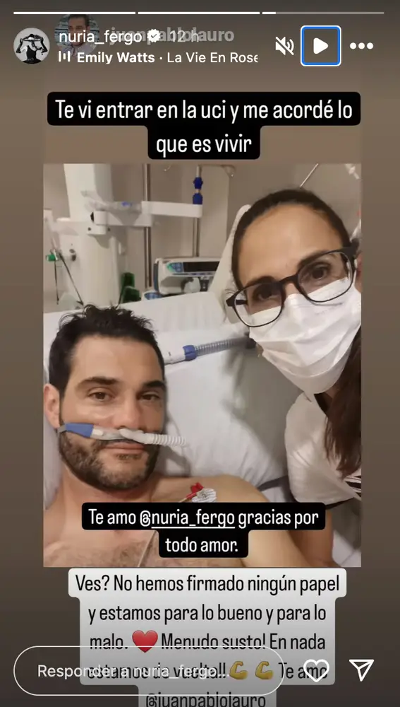 Juan Pablo Lauro y Nuria Fergó desde el hospital