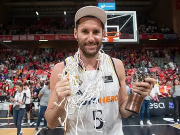 Rudy Fernández, tras ganar la Liga ACB en Murcia