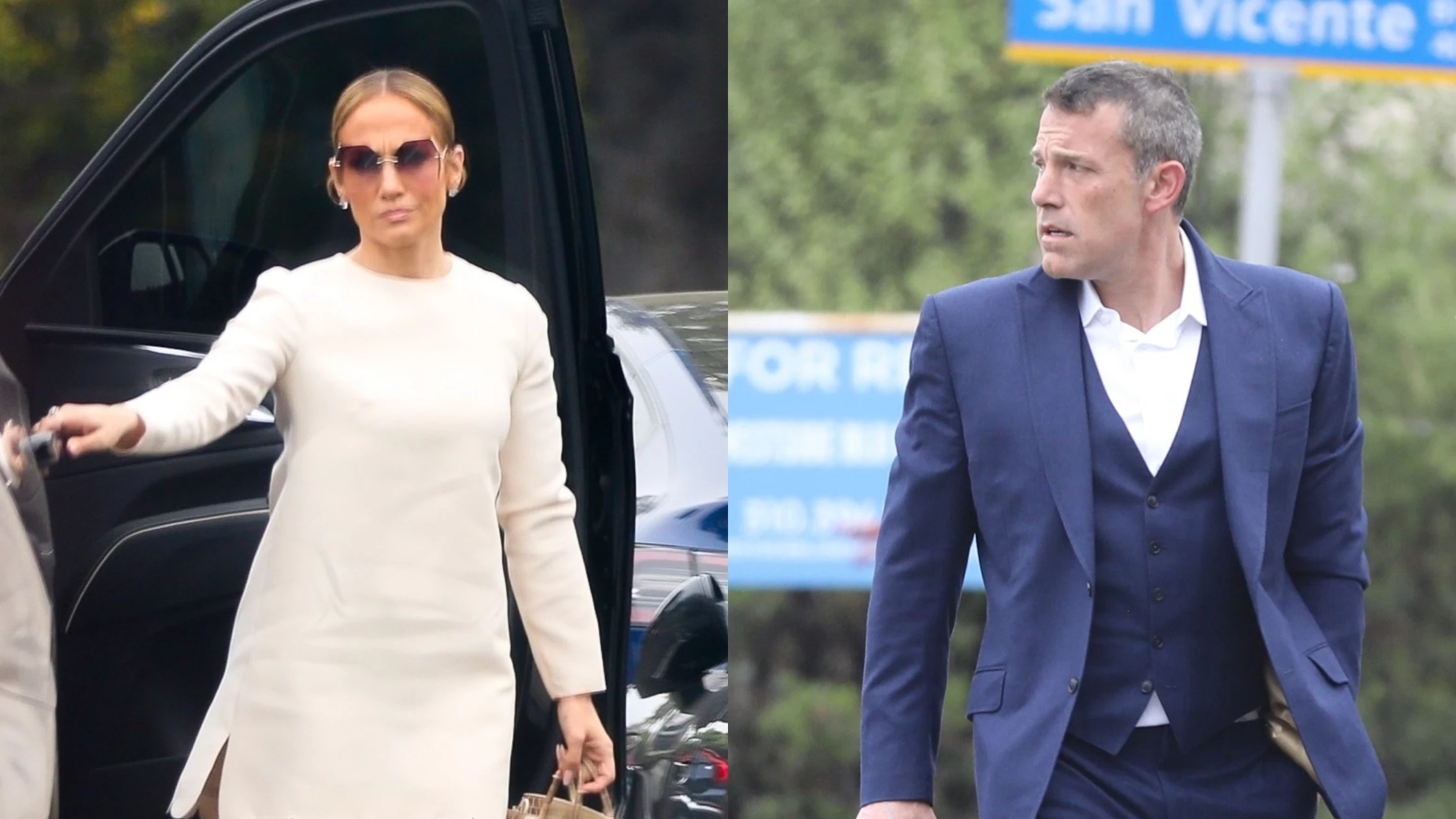 Jennifer Lopez y Ben Affleck llegando a la graduaci&oacute;n del hijo del actor
