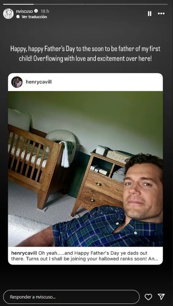 Henry Cavill se hace un selfie en el cuarto de su bebé