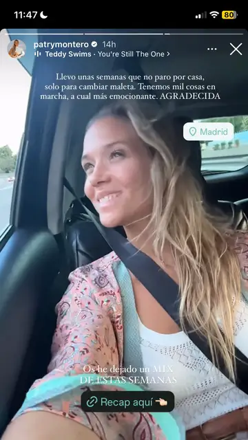 Patricia Montero en las historias de su cuenta de Instagram Patricia Montero en las historias de su cuenta de Instagram