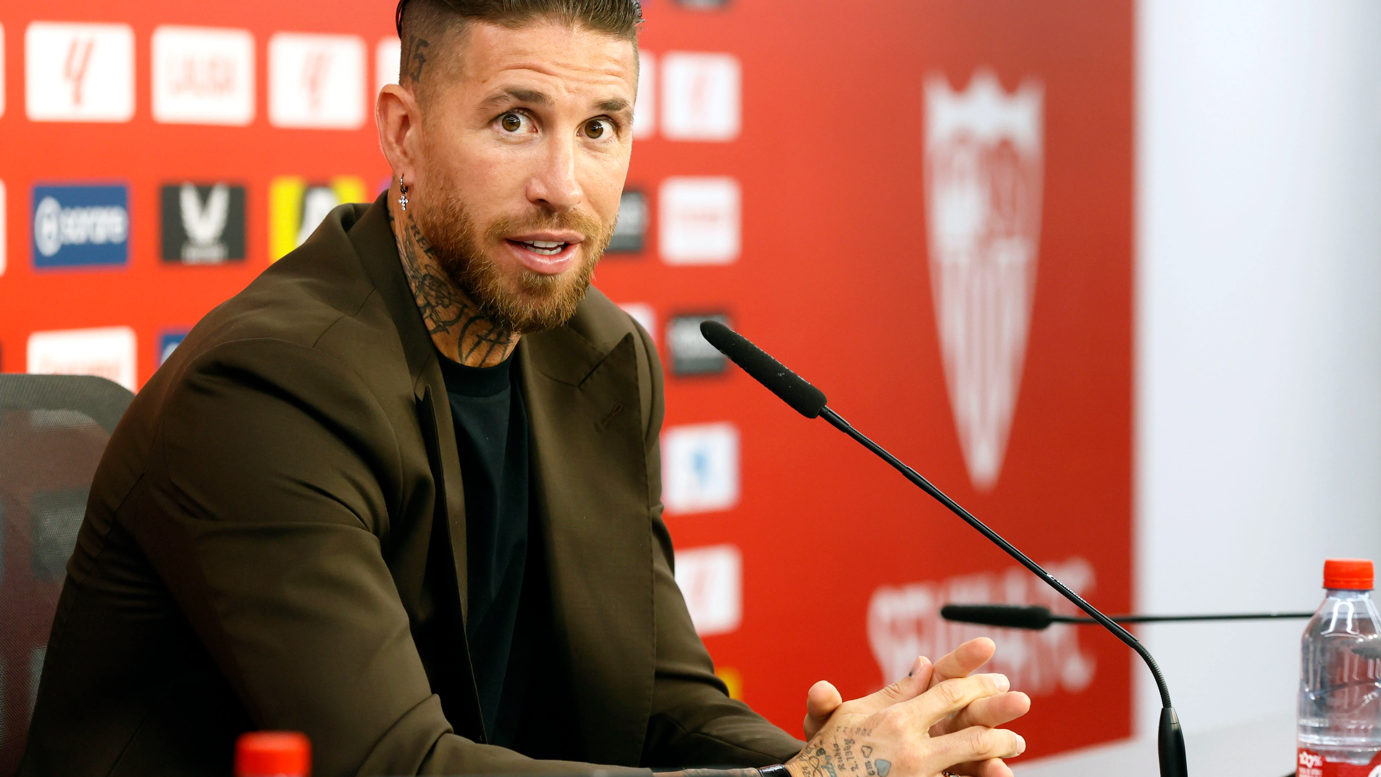 Sergio Ramos, en la rueda de prensa de despedida del Sevilla