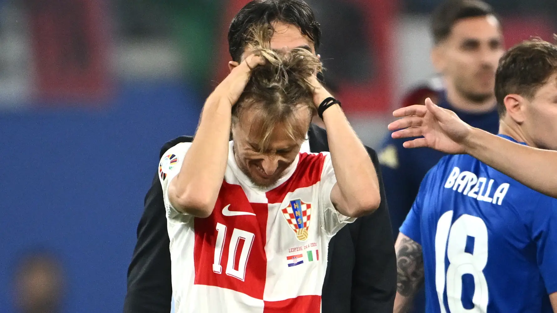 Modric reacciona al final del partido ante Italia Modric reacciona al final del partido ante Italia
