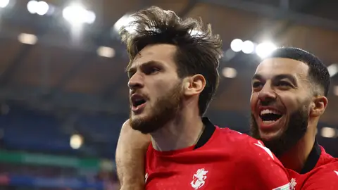 Kvaratskhelia celebra su gol a Portugal Kvaratskhelia celebra su gol a Portugal