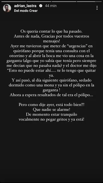 El comunicado de Adrián Lastra El comunicado de Adrián Lastra