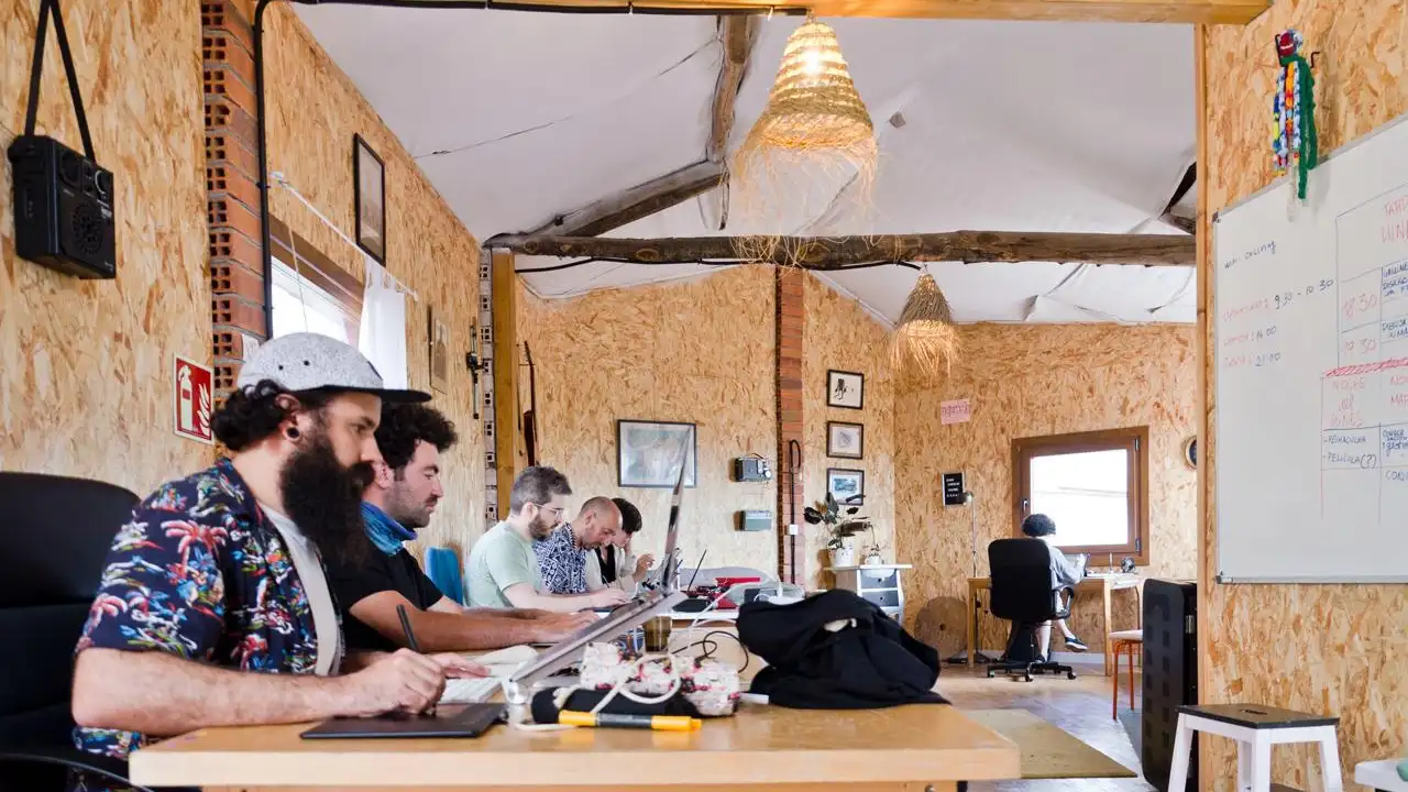 Sala de 'coworking' de Sende, en Lobeira (Ourense)