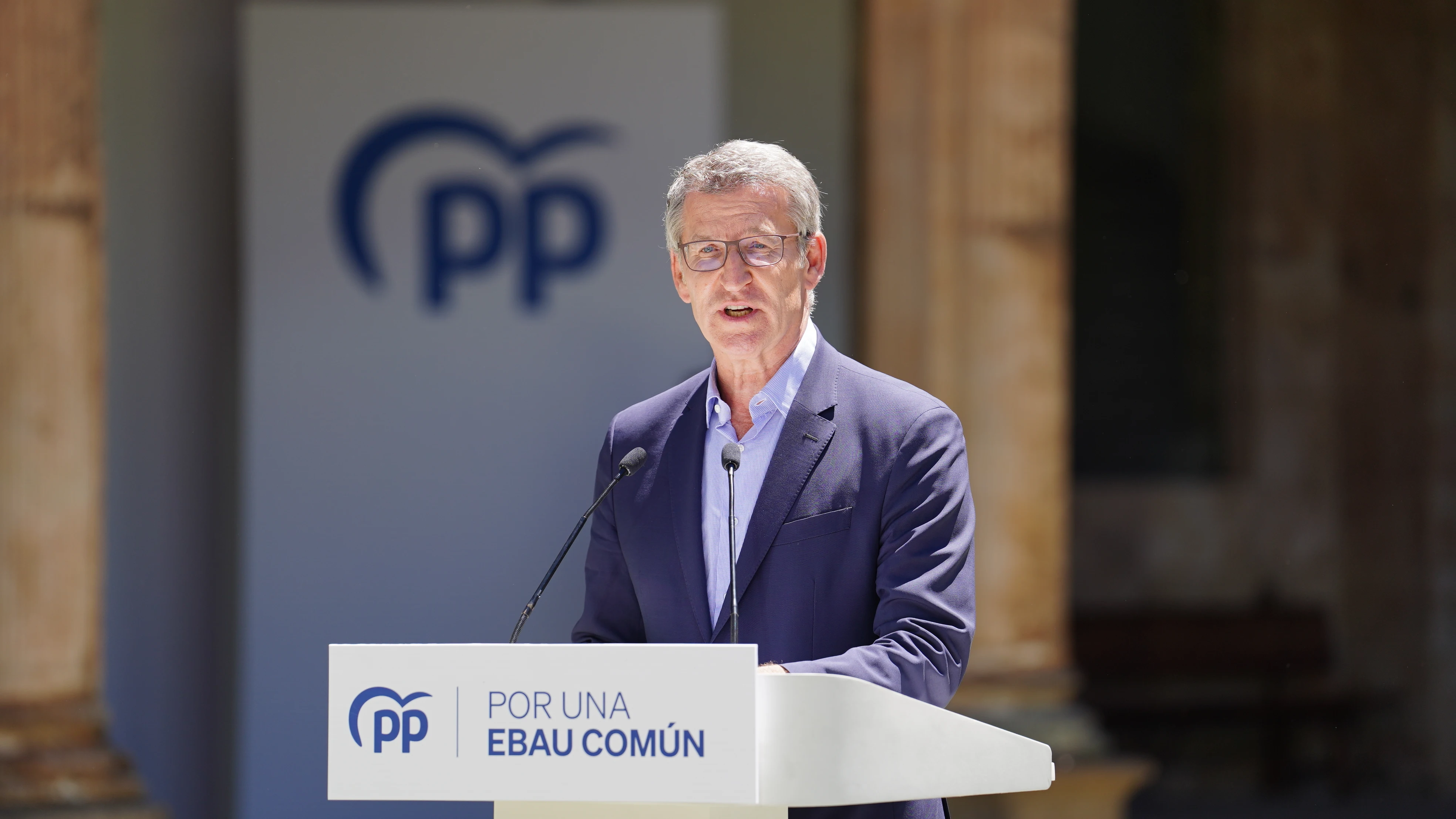 Feijóo, durante una reunión para abordar la EBAU única Feijóo, durante una reunión para abordar la EBAU única