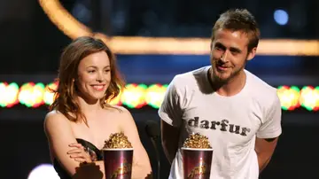 Rachel McAdams y Ryan Gosling, actores de El Diario de Noa, en los MTV Movie Awards 2005