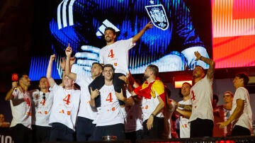 Los jugadores de la selección española en la celebración de la Eurocopa