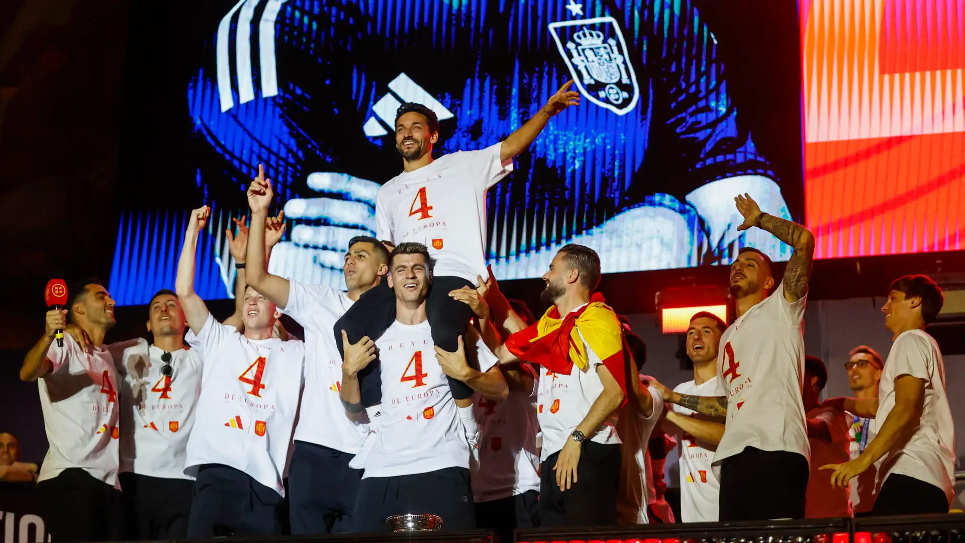 Los jugadores de la selección española en la celebración de la Eurocopa Los jugadores de la selección española en la celebración de la Eurocopa