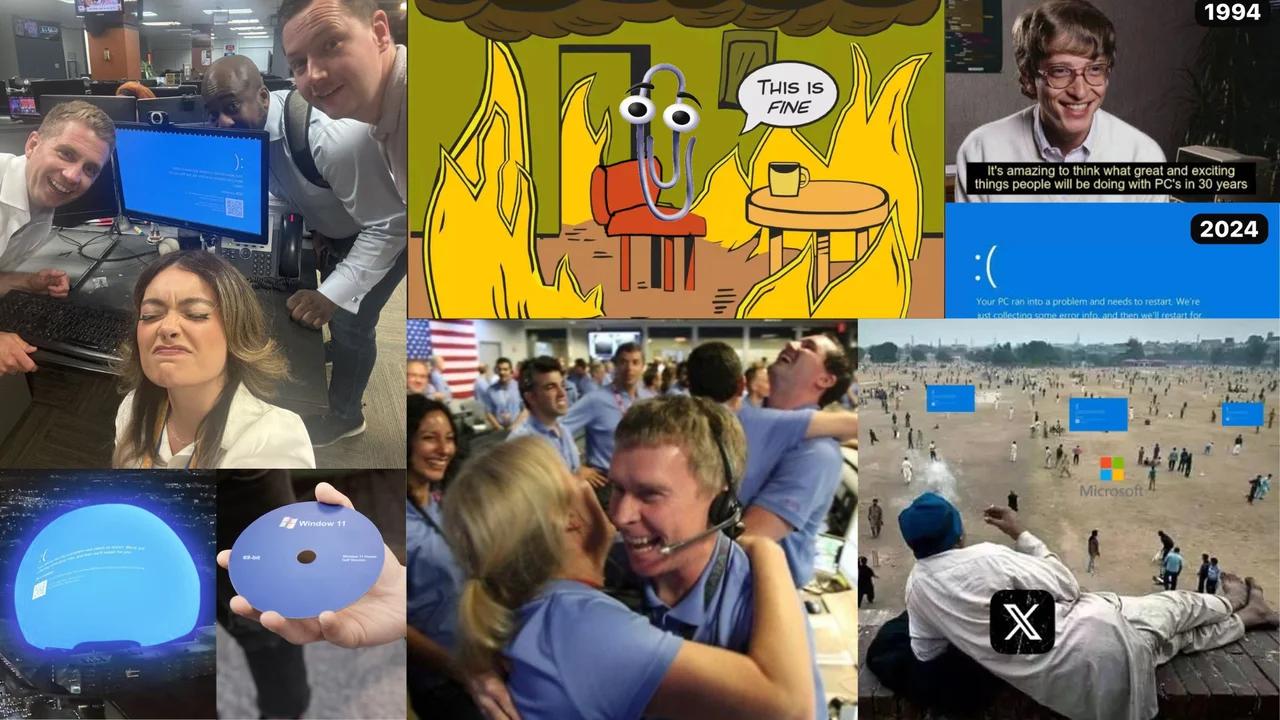 Los memes tras la caída internacional de Microsoft