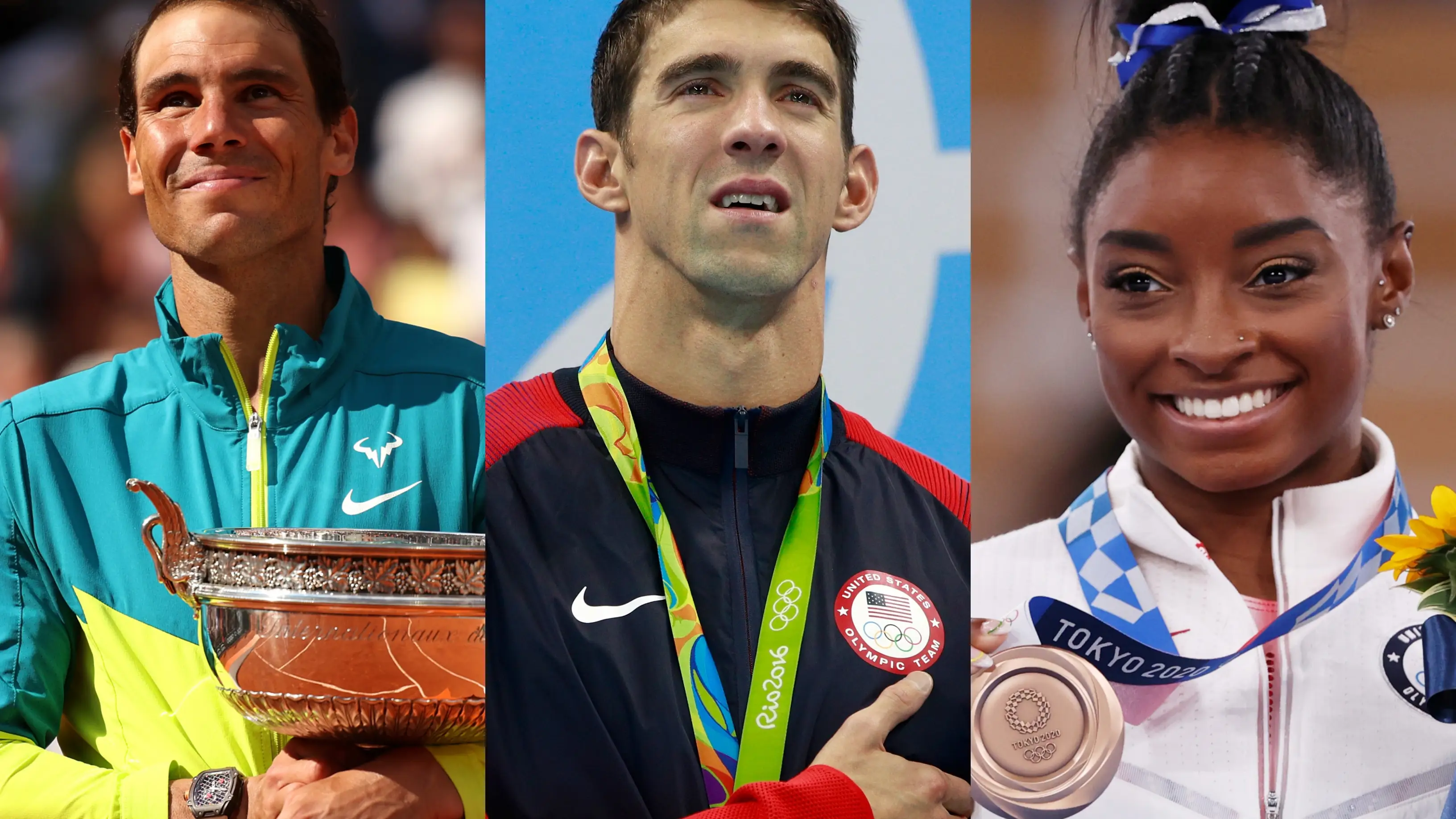 Rafa Nadal, Michael Phelps y Simone Biles en im&aacute;genes de archivo