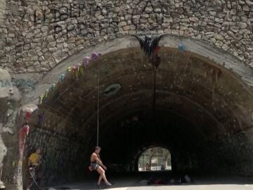Imagen del túnel de la Foixarda, en Montjuic (Barcelona)