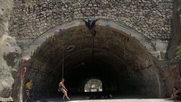 Imagen del túnel de la Foixarda, en Montjuic (Barcelona)