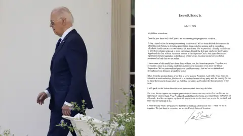Imagen de Joe Biden tras decidir abandonar la carrera a la presidencia. Imagen de Joe Biden tras decidir abandonar la carrera a la presidencia.