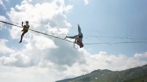 Mundial de Freestyle Highline en Suiza David Palomo se hace con el primer puesto en la disciplina de Freestyle Highline: "Me siento cómodo cuando estoy en la línea"