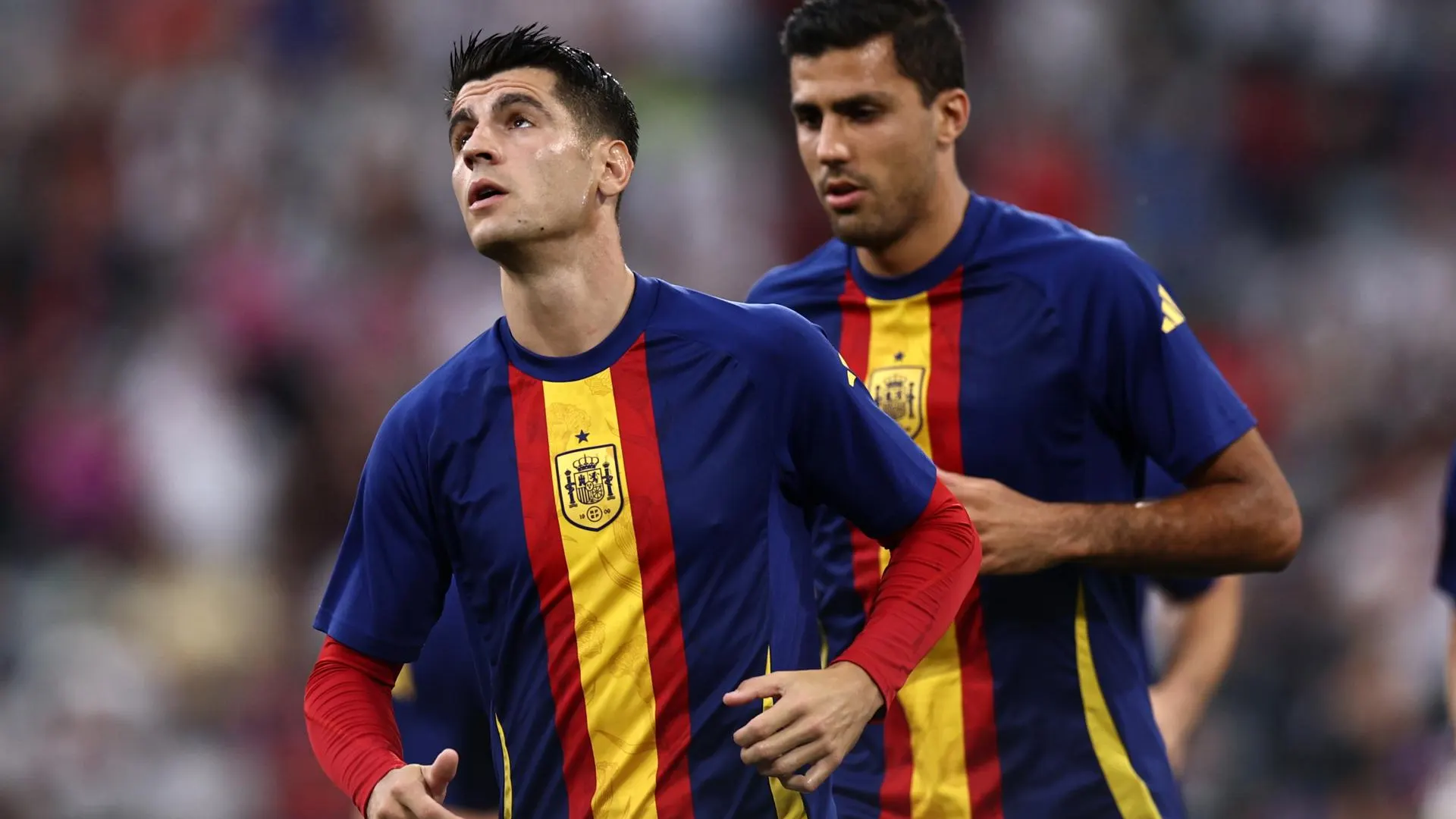 Morata y Rodri durante un entrenamiento con España Morata y Rodri durante un entrenamiento con España
