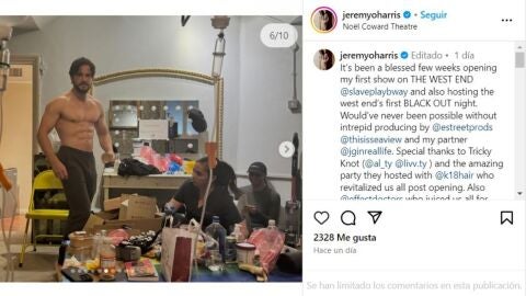 Kit Harington sin camiseta en una publicación de Instagram