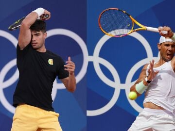 Carlos Alcaraz y Rafa Nadal entrenando en las instalaciones de Roland Garros